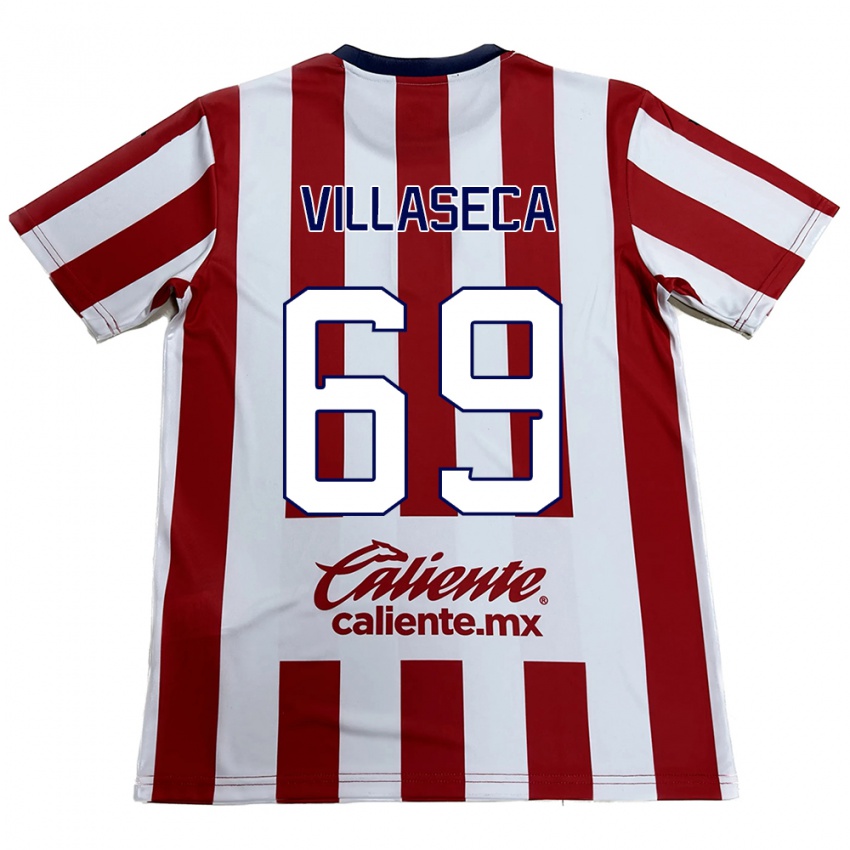 Niño Camiseta Daniel Villaseca #69 Rojo Blanco 1ª Equipación 2024/25 La Camisa México