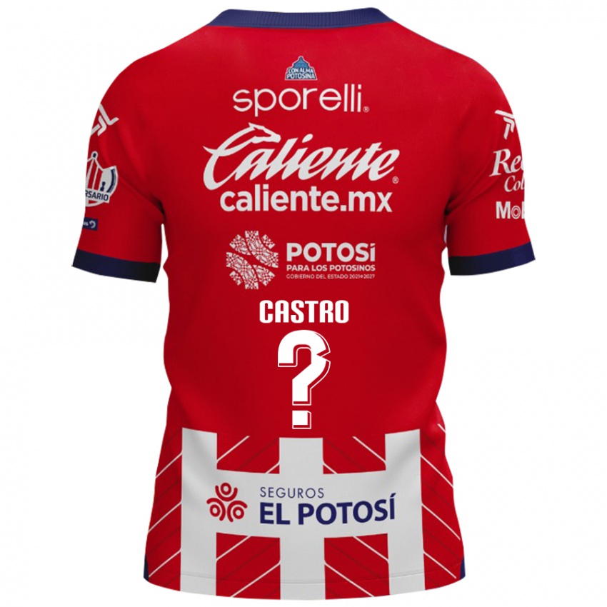 Niño Camiseta Juan Castro #0 Rojo Blanco 1ª Equipación 2024/25 La Camisa México