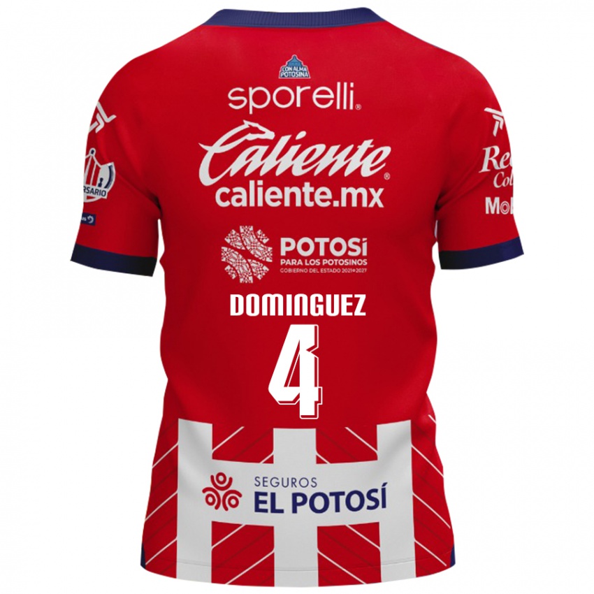 Niño Camiseta Julio Cesar Dominguez #4 Rojo Blanco 1ª Equipación 2024/25 La Camisa México