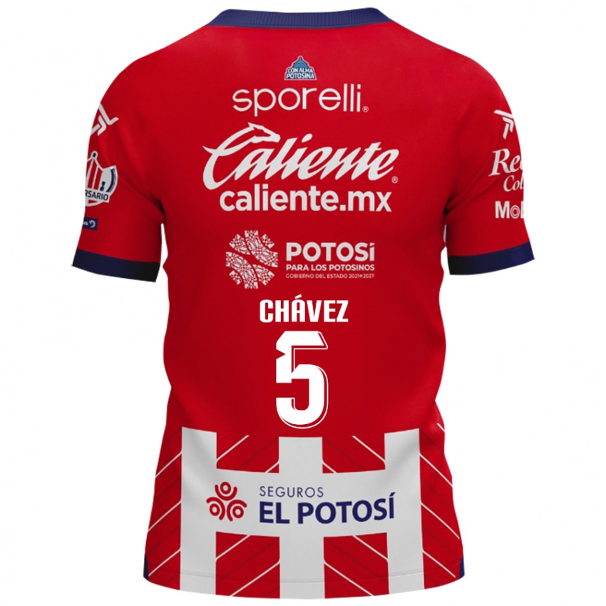 Niño Camiseta Ricardo Chávez #5 Rojo Blanco 1ª Equipación 2024/25 La Camisa México