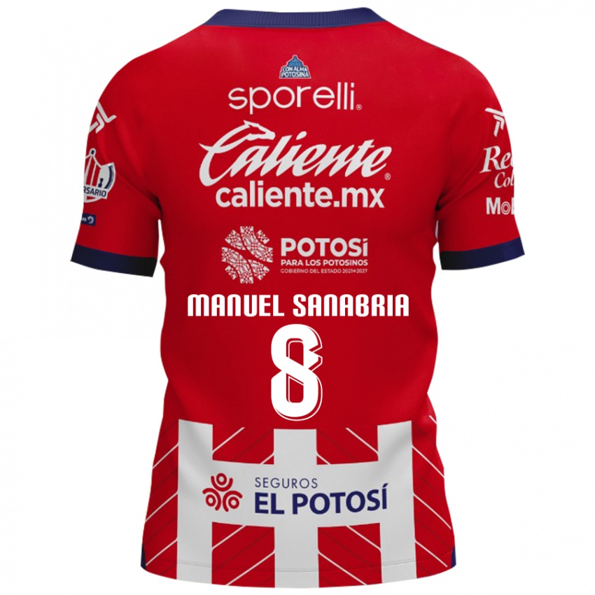 Niño Camiseta Juan Manuel Sanabria #8 Rojo Blanco 1ª Equipación 2024/25 La Camisa México