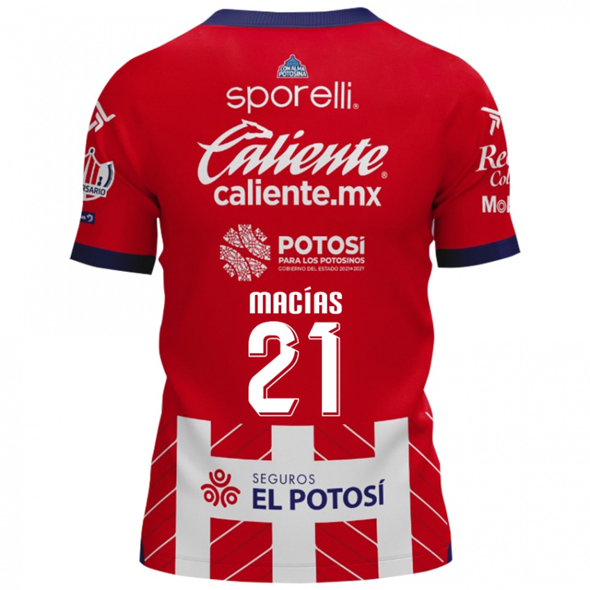 Niño Camiseta Óscar Macías #21 Rojo Blanco 1ª Equipación 2024/25 La Camisa México