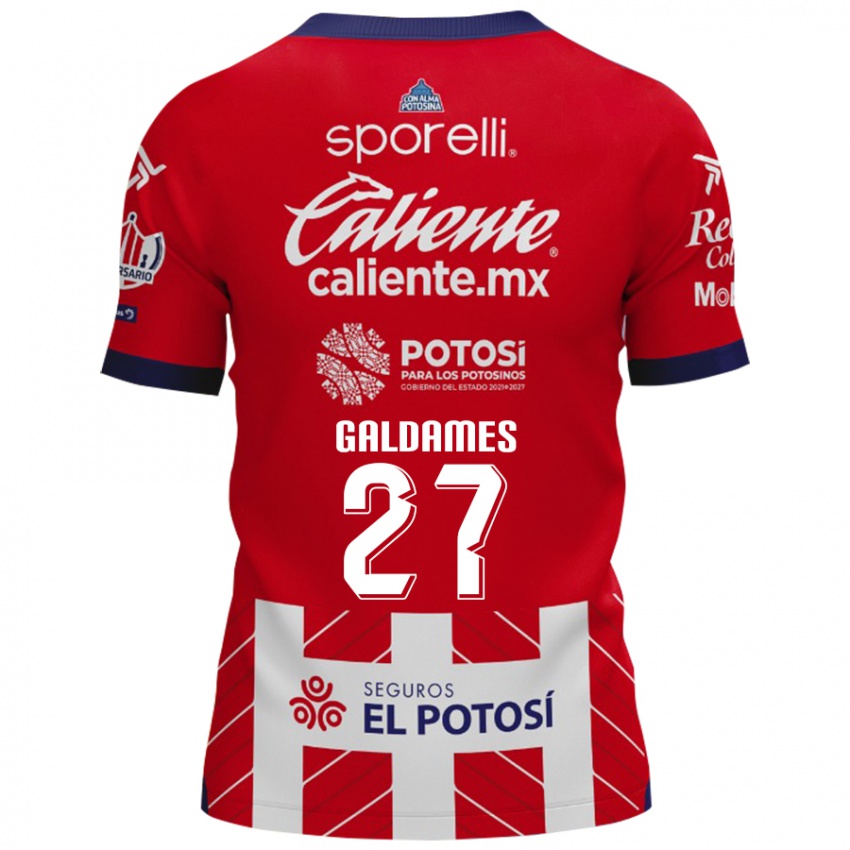 Niño Camiseta Benjamín Galdames #27 Rojo Blanco 1ª Equipación 2024/25 La Camisa México