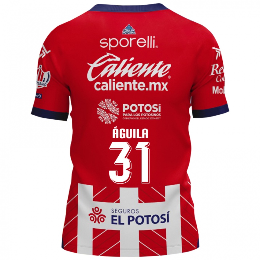 Niño Camiseta Eduardo Águila #31 Rojo Blanco 1ª Equipación 2024/25 La Camisa México