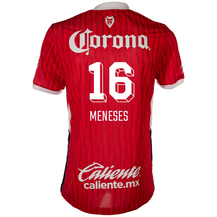 Niño Camiseta Jean Meneses #16 Rojo Blanco 1ª Equipación 2024/25 La Camisa México