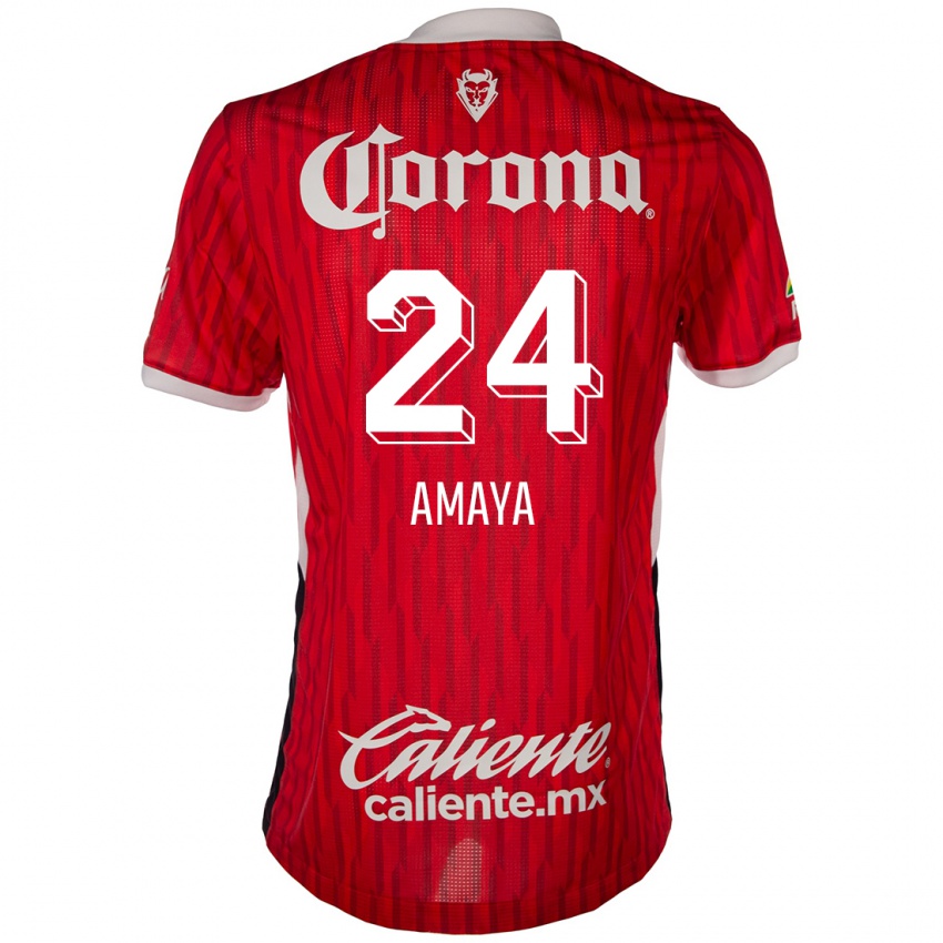 Niño Camiseta Frankie Amaya #24 Rojo Blanco 1ª Equipación 2024/25 La Camisa México