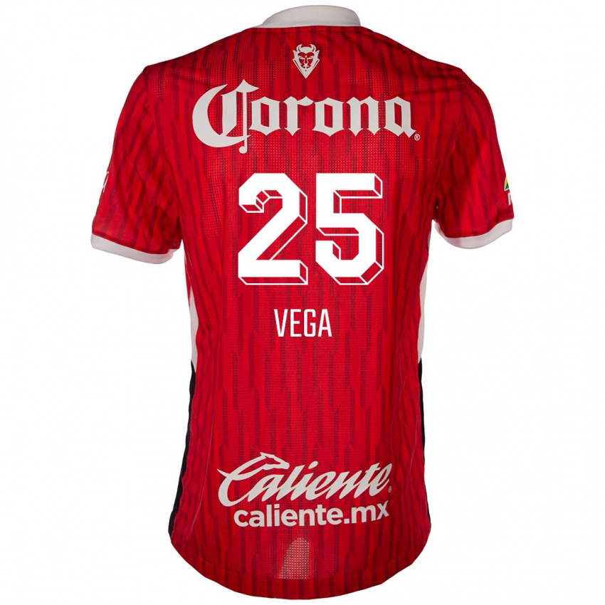 Niño Camiseta Alexis Vega #25 Rojo Blanco 1ª Equipación 2024/25 La Camisa México