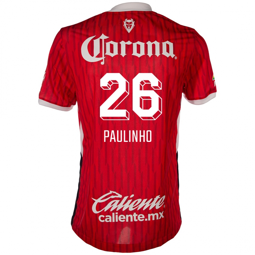 Niño Camiseta Paulinho #26 Rojo Blanco 1ª Equipación 2024/25 La Camisa México