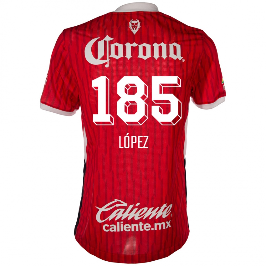 Niño Camiseta David López #185 Rojo Blanco 1ª Equipación 2024/25 La Camisa México