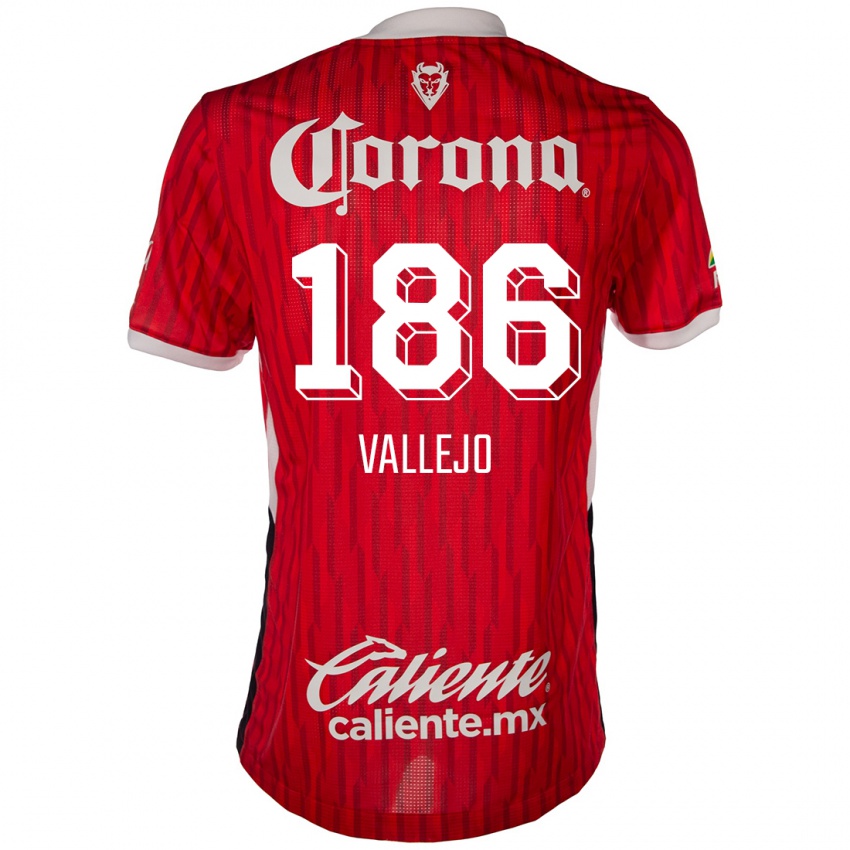 Niño Camiseta Saúl Vallejo #186 Rojo Blanco 1ª Equipación 2024/25 La Camisa México