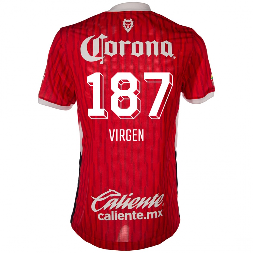 Niño Camiseta Oswaldo Virgen #187 Rojo Blanco 1ª Equipación 2024/25 La Camisa México