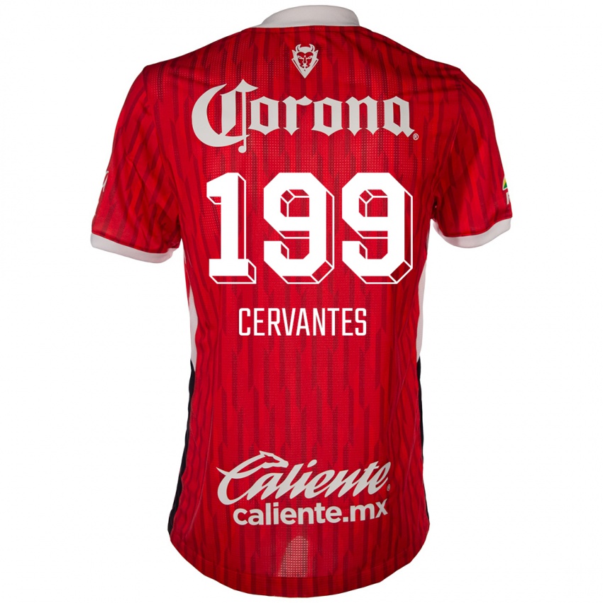 Niño Camiseta Axel Cervantes #199 Rojo Blanco 1ª Equipación 2024/25 La Camisa México