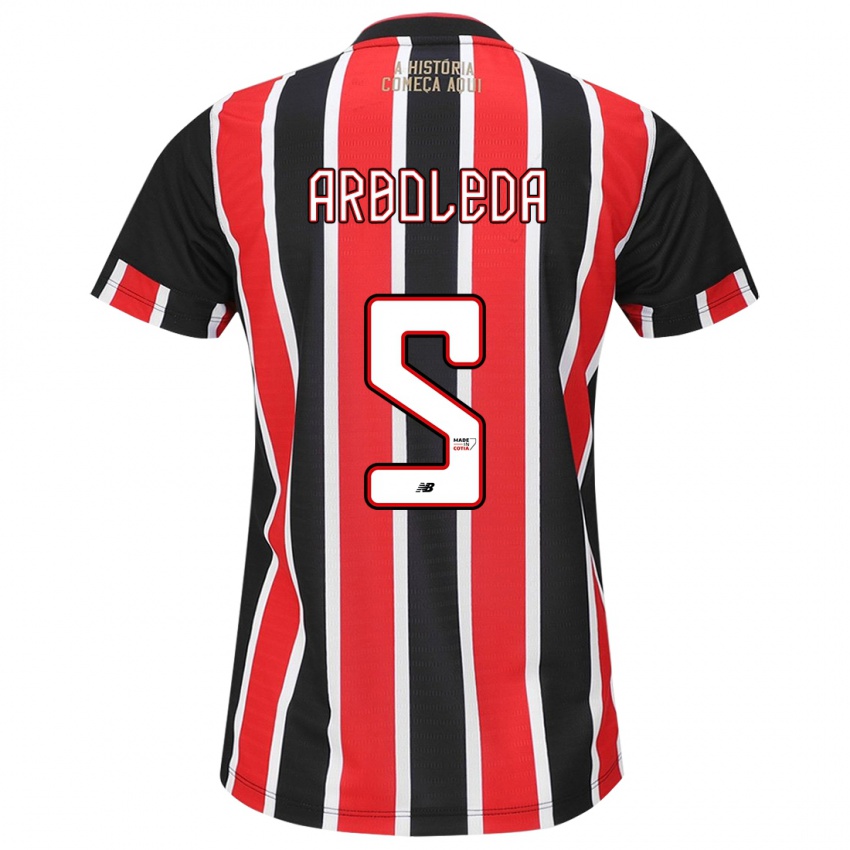 Niño Camiseta Robert Arboleda #5 Negro Rojo Blanco 2ª Equipación 2024/25 La Camisa México