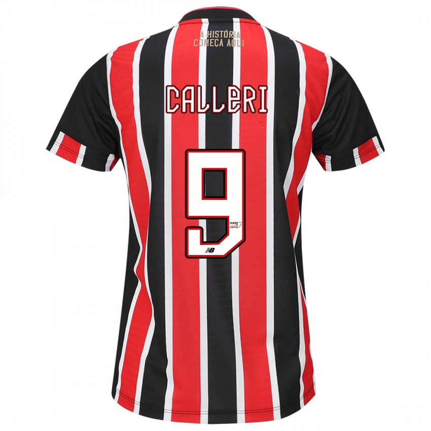 Niño Camiseta Jonathan Calleri #9 Negro Rojo Blanco 2ª Equipación 2024/25 La Camisa México