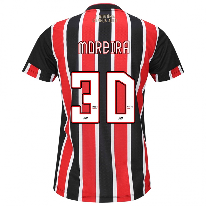 Niño Camiseta João Moreira #30 Negro Rojo Blanco 2ª Equipación 2024/25 La Camisa México