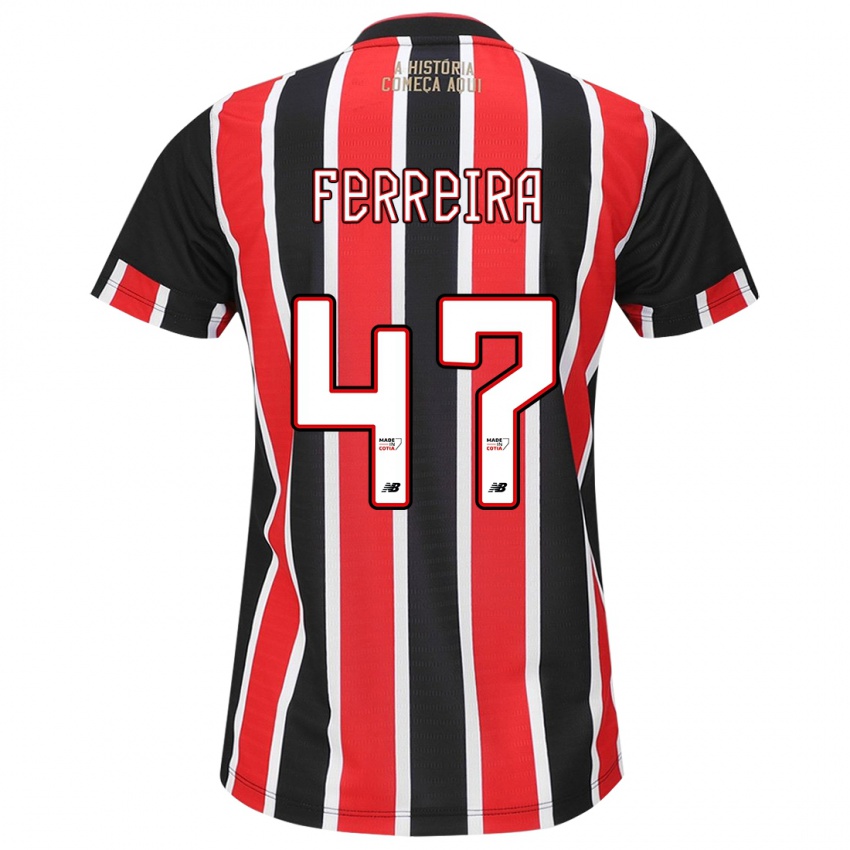 Niño Camiseta Ferreira #47 Negro Rojo Blanco 2ª Equipación 2024/25 La Camisa México