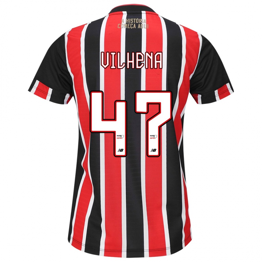 Niño Camiseta Pedro Vilhena #47 Negro Rojo Blanco 2ª Equipación 2024/25 La Camisa México