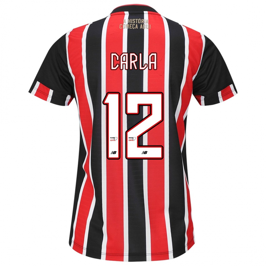 Niño Camiseta Carla Maria Da Silva #12 Negro Rojo Blanco 2ª Equipación 2024/25 La Camisa México