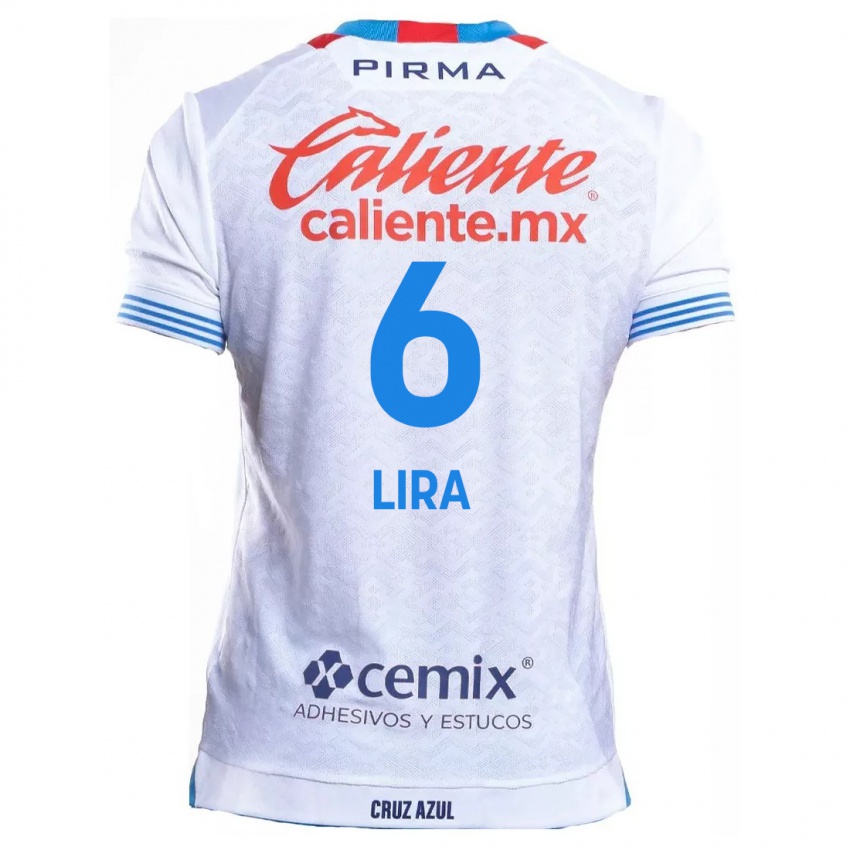 Niño Camiseta Érik Lira #6 Blanco Azul 2ª Equipación 2024/25 La Camisa México