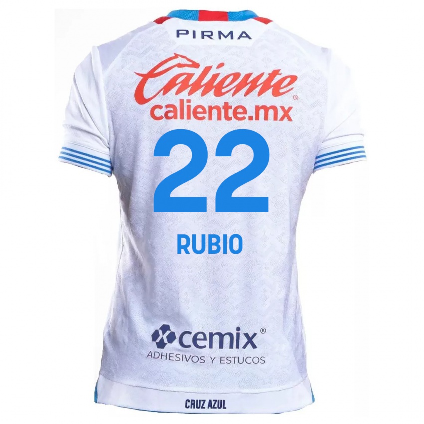 Niño Camiseta Raymundo Rubio #22 Blanco Azul 2ª Equipación 2024/25 La Camisa México