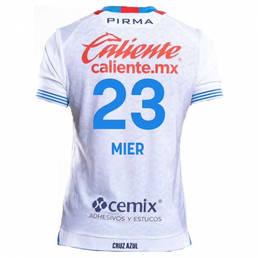 Niño Camiseta Kevin Mier #23 Blanco Azul 2ª Equipación 2024/25 La Camisa México