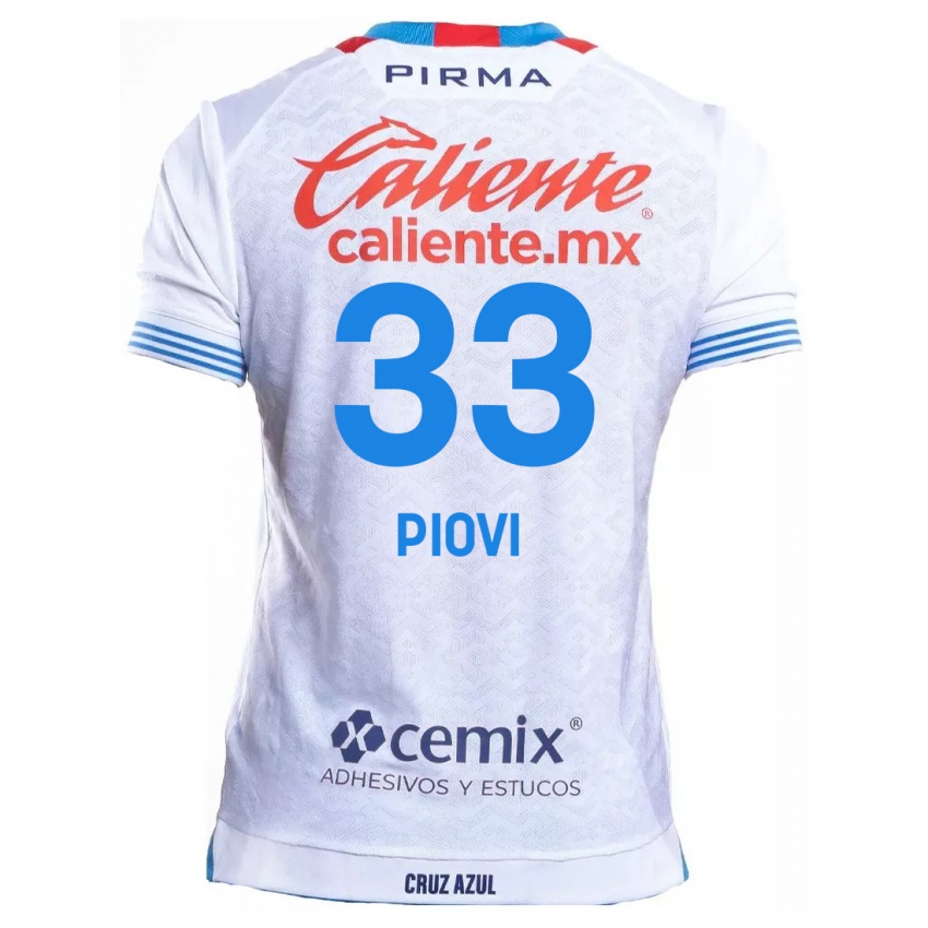 Niño Camiseta Gonzalo Piovi #33 Blanco Azul 2ª Equipación 2024/25 La Camisa México