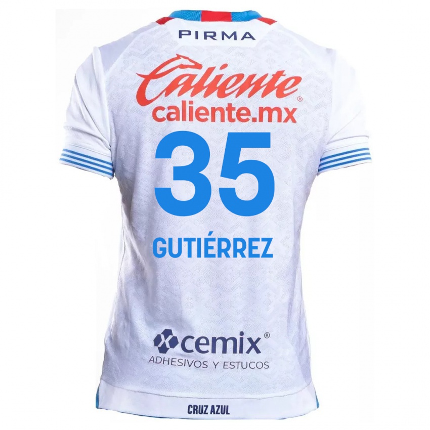 Niño Camiseta Luis Gutiérrez #35 Blanco Azul 2ª Equipación 2024/25 La Camisa México