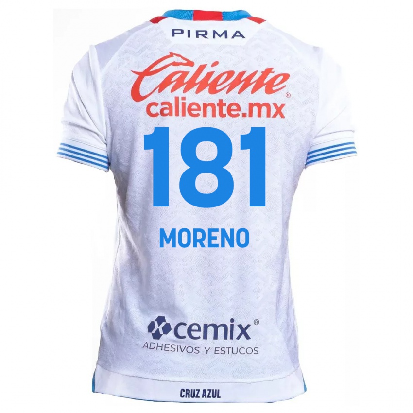 Niño Camiseta Roberto Moreno #181 Blanco Azul 2ª Equipación 2024/25 La Camisa México