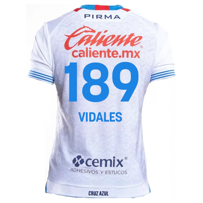 Niño Camiseta Álvaro Vidales #189 Blanco Azul 2ª Equipación 2024/25 La Camisa México