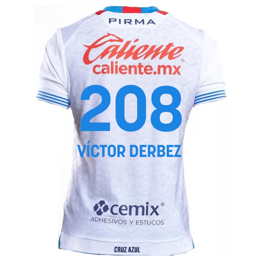 Niño Camiseta Louis Víctor Derbez #208 Blanco Azul 2ª Equipación 2024/25 La Camisa México