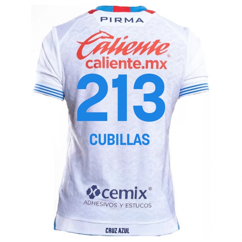 Niño Camiseta Andre Cubillas #213 Blanco Azul 2ª Equipación 2024/25 La Camisa México