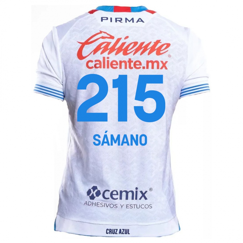 Niño Camiseta Fernando Sámano #215 Blanco Azul 2ª Equipación 2024/25 La Camisa México