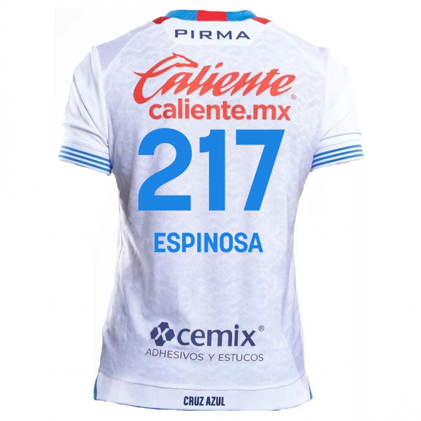 Niño Camiseta Samuel Espinosa #217 Blanco Azul 2ª Equipación 2024/25 La Camisa México