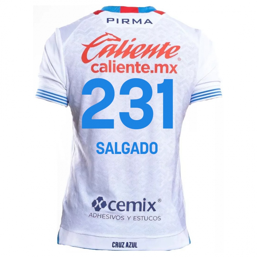 Niño Camiseta Bruno Salgado #231 Blanco Azul 2ª Equipación 2024/25 La Camisa México