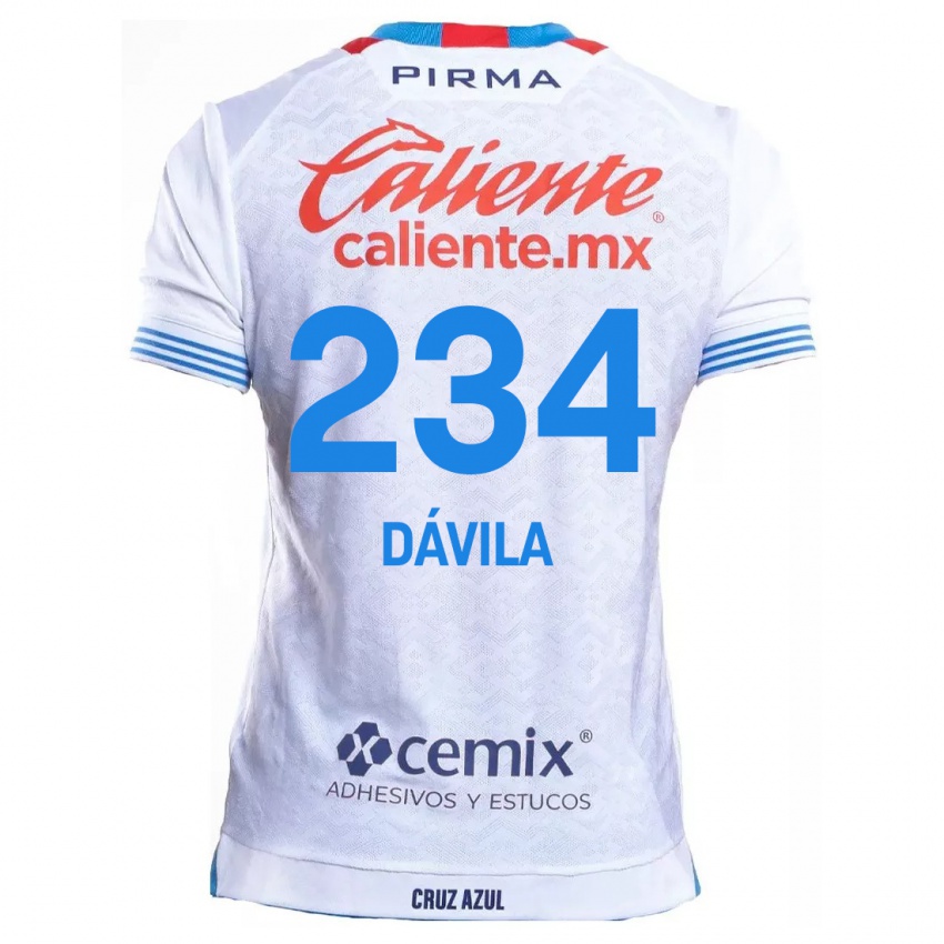 Niño Camiseta Emilio Dávila #234 Blanco Azul 2ª Equipación 2024/25 La Camisa México