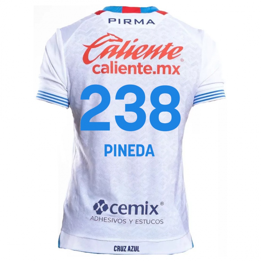 Niño Camiseta Zadiel Pineda #238 Blanco Azul 2ª Equipación 2024/25 La Camisa México