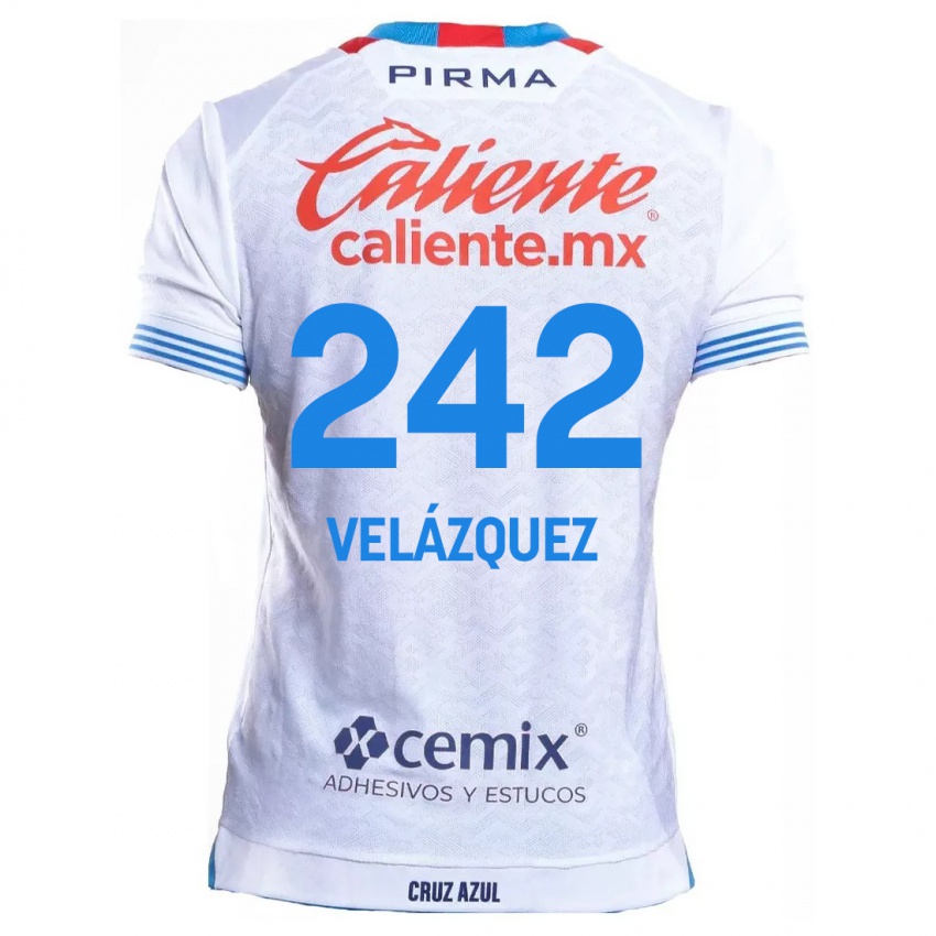 Niño Camiseta Karol Velázquez #242 Blanco Azul 2ª Equipación 2024/25 La Camisa México