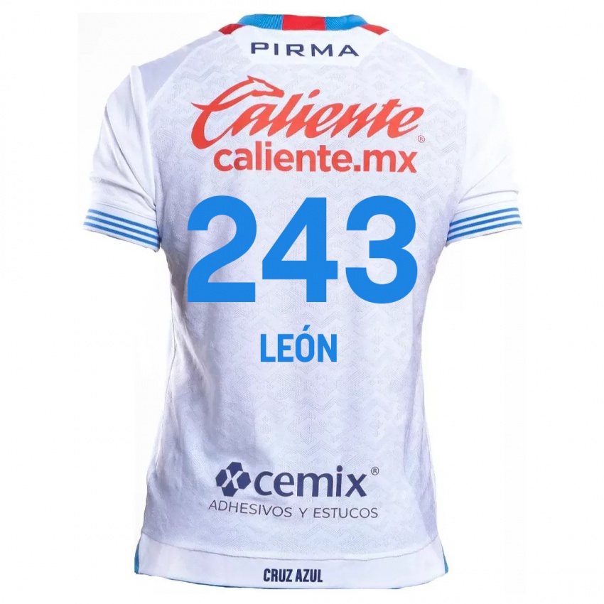 Niño Camiseta Cristhian León #243 Blanco Azul 2ª Equipación 2024/25 La Camisa México