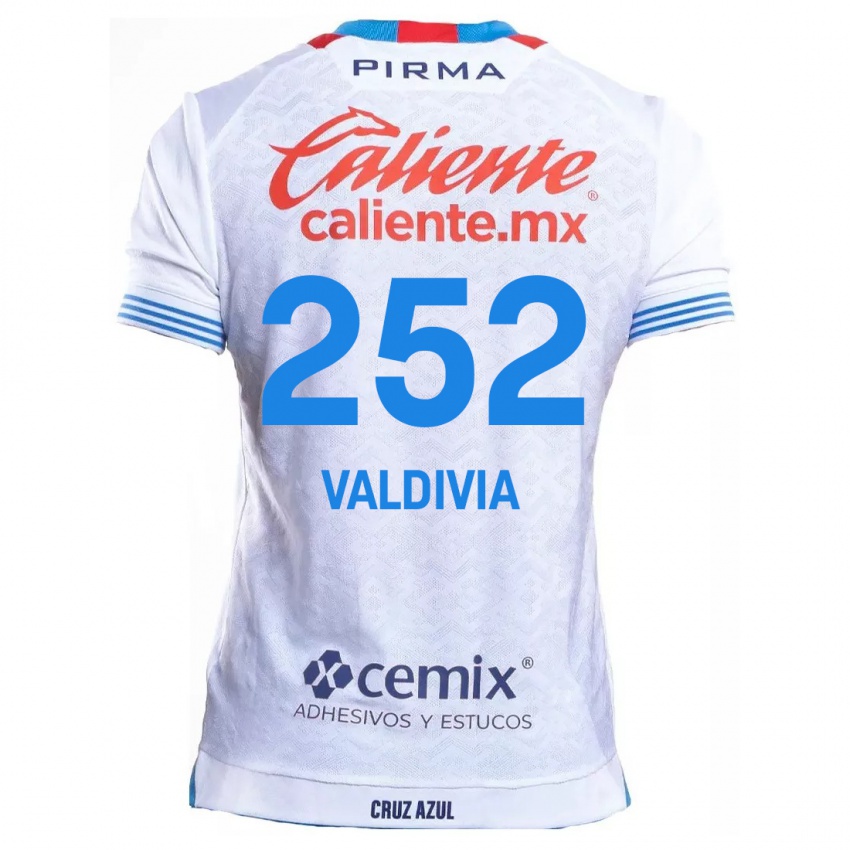 Niño Camiseta Christian Valdivia #252 Blanco Azul 2ª Equipación 2024/25 La Camisa México