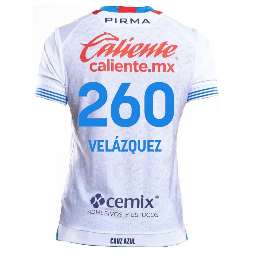 Niño Camiseta Víctor Velázquez #260 Blanco Azul 2ª Equipación 2024/25 La Camisa México