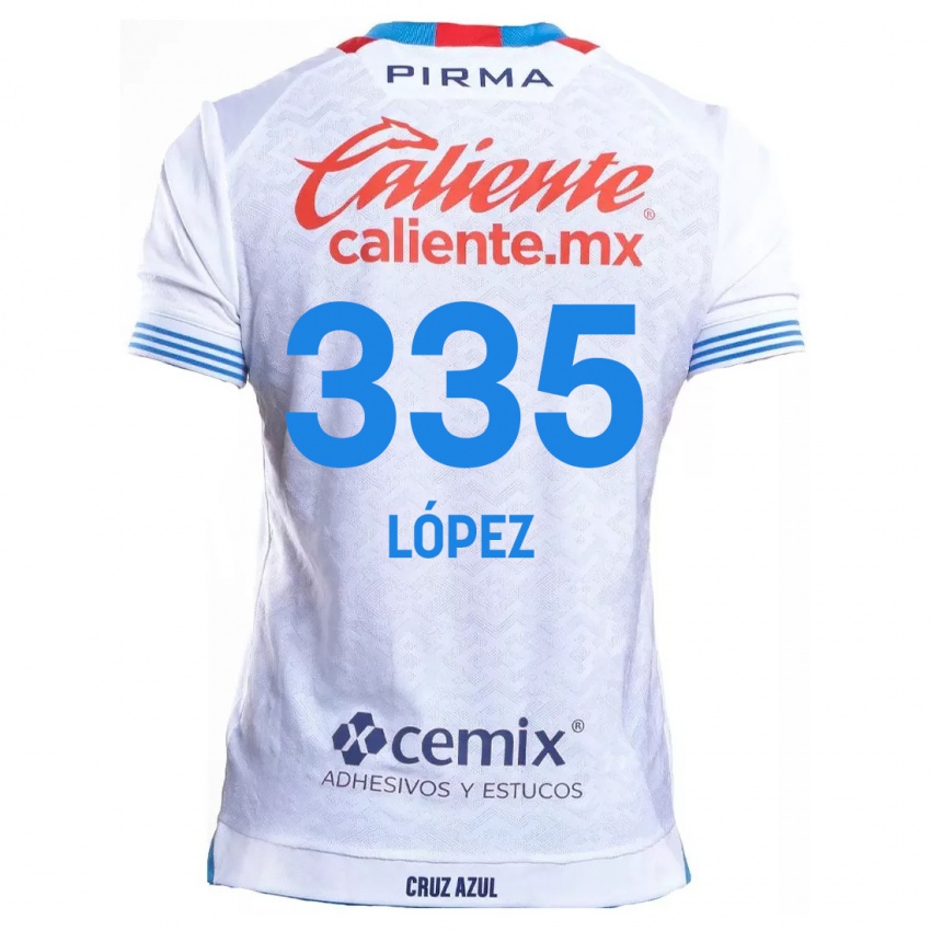 Niño Camiseta Alfredo López #335 Blanco Azul 2ª Equipación 2024/25 La Camisa México