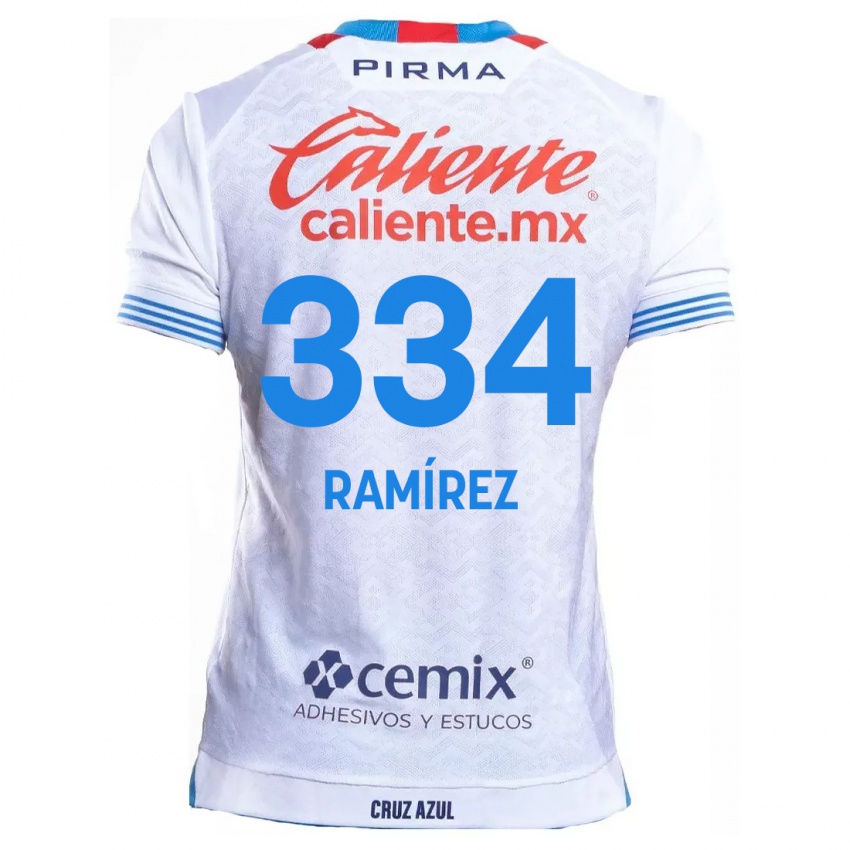 Niño Camiseta Mauricio Ramírez #334 Blanco Azul 2ª Equipación 2024/25 La Camisa México