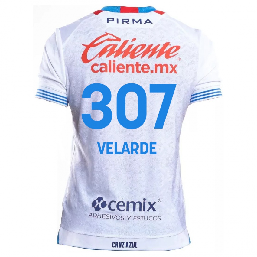 Niño Camiseta Juan Velarde #307 Blanco Azul 2ª Equipación 2024/25 La Camisa México