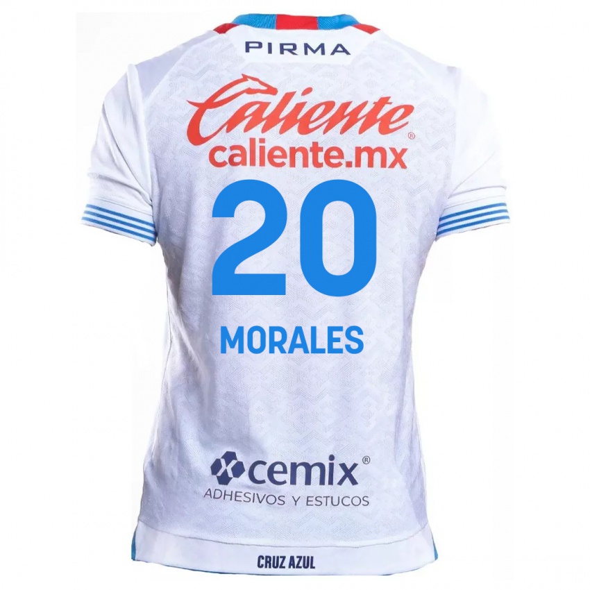 Niño Camiseta Iván Morales #20 Blanco Azul 2ª Equipación 2024/25 La Camisa México