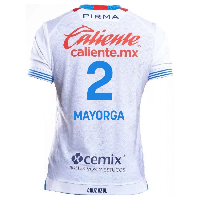 Niño Camiseta Alejandro Mayorga #2 Blanco Azul 2ª Equipación 2024/25 La Camisa México