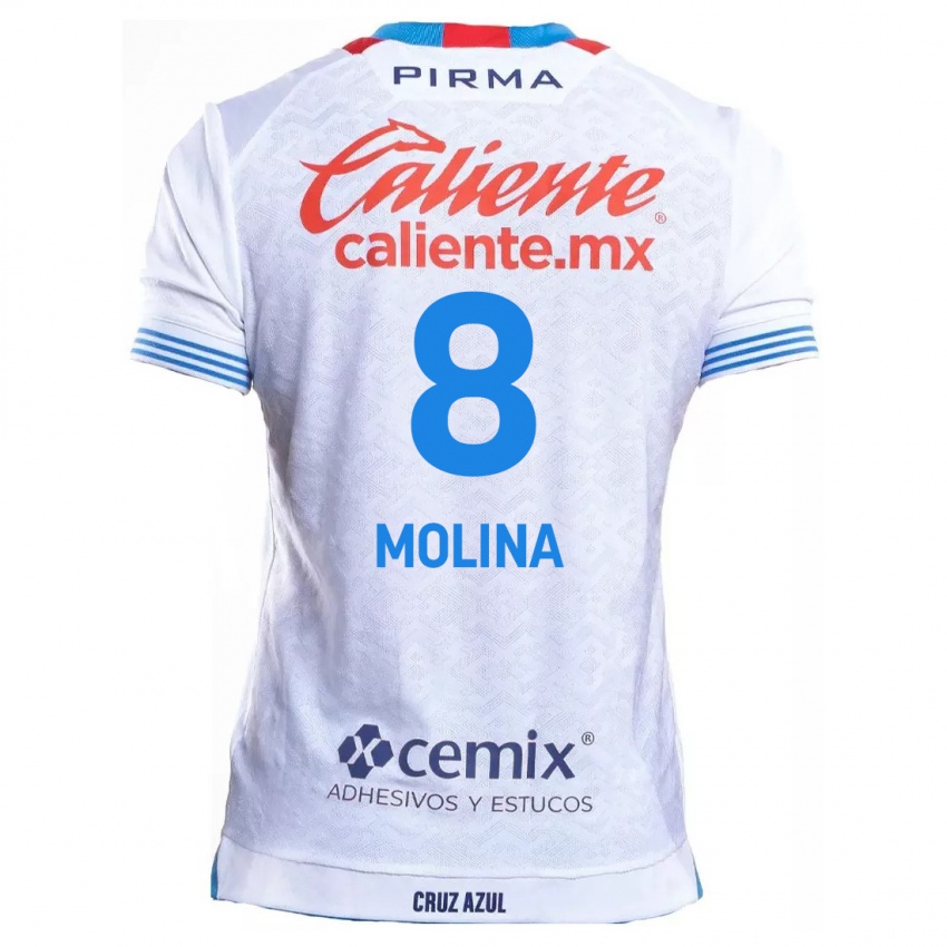 Niño Camiseta Dalia Molina #8 Blanco Azul 2ª Equipación 2024/25 La Camisa México