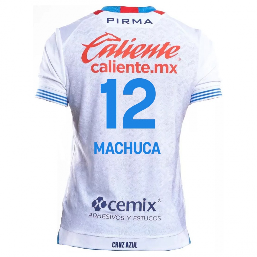 Niño Camiseta Gabriela Machuca #12 Blanco Azul 2ª Equipación 2024/25 La Camisa México