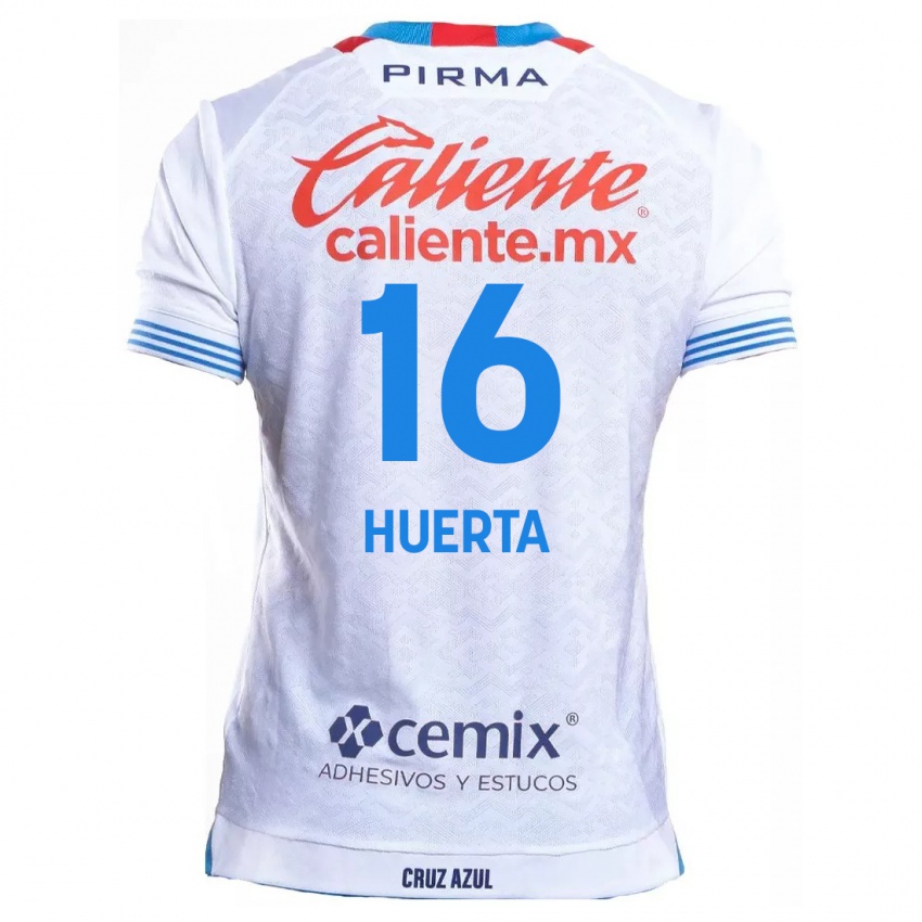 Niño Camiseta Ana Gabriela Huerta #16 Blanco Azul 2ª Equipación 2024/25 La Camisa México