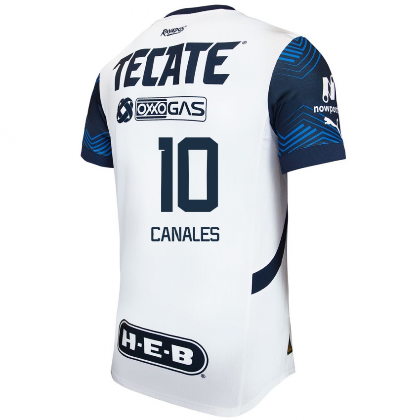 Niño Camiseta Sergio Canales #10 Blanco Azul 2ª Equipación 2024/25 La Camisa México