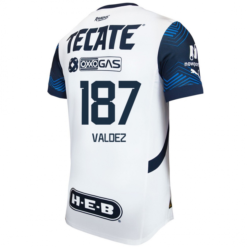 Niño Camiseta Érick Valdez #187 Blanco Azul 2ª Equipación 2024/25 La Camisa México